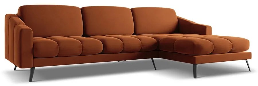 Оранжев кадифен ъглов диван (десен ъгъл) Nalu – Makamii