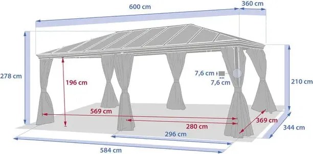 Пергола Hesperide Belize, Поликарбонат, 6x3.6 m