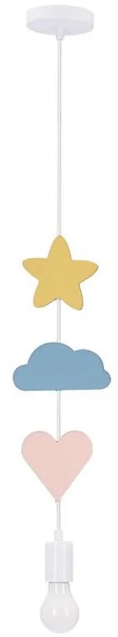 Детски полилей на кабел TRIO 1xE27/20W/230V жълт/син/розов