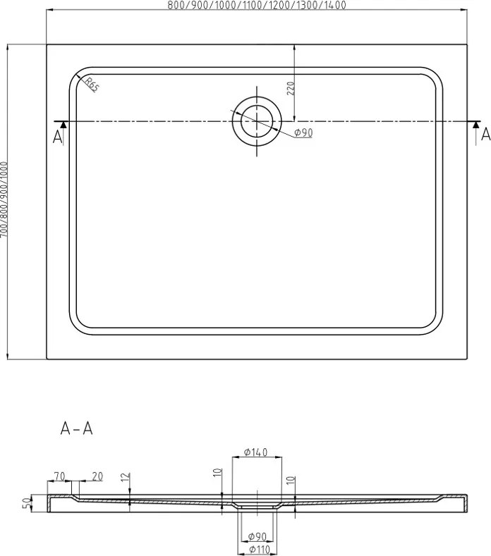 Mexen Flat Правоъгълна тънка душ тава 90 x 80 см, бяла, сифон хром - 40108090