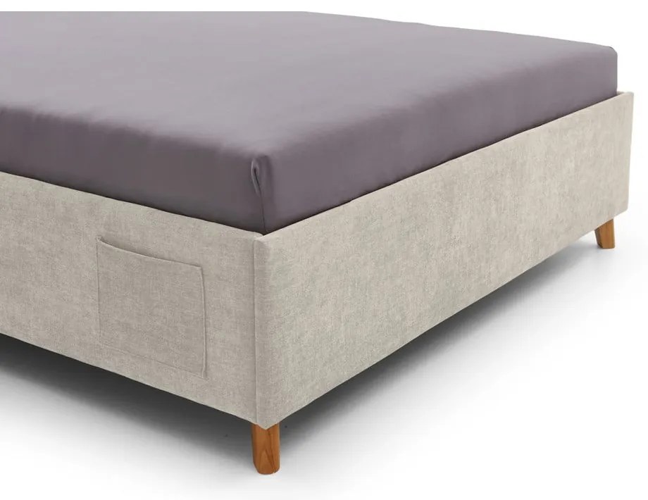 Бежово тапицирано детско легло 140x200 cm без ламелно дъно Fun – Meise Möbel