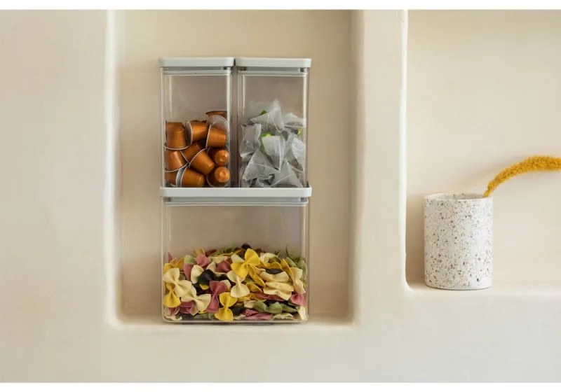 Кутии за съхранение Brabantia Tasty+ Stackable 1008880, 2x1.6л+1x3.5л, Без BPA, Плътно затваряне, Светлосив