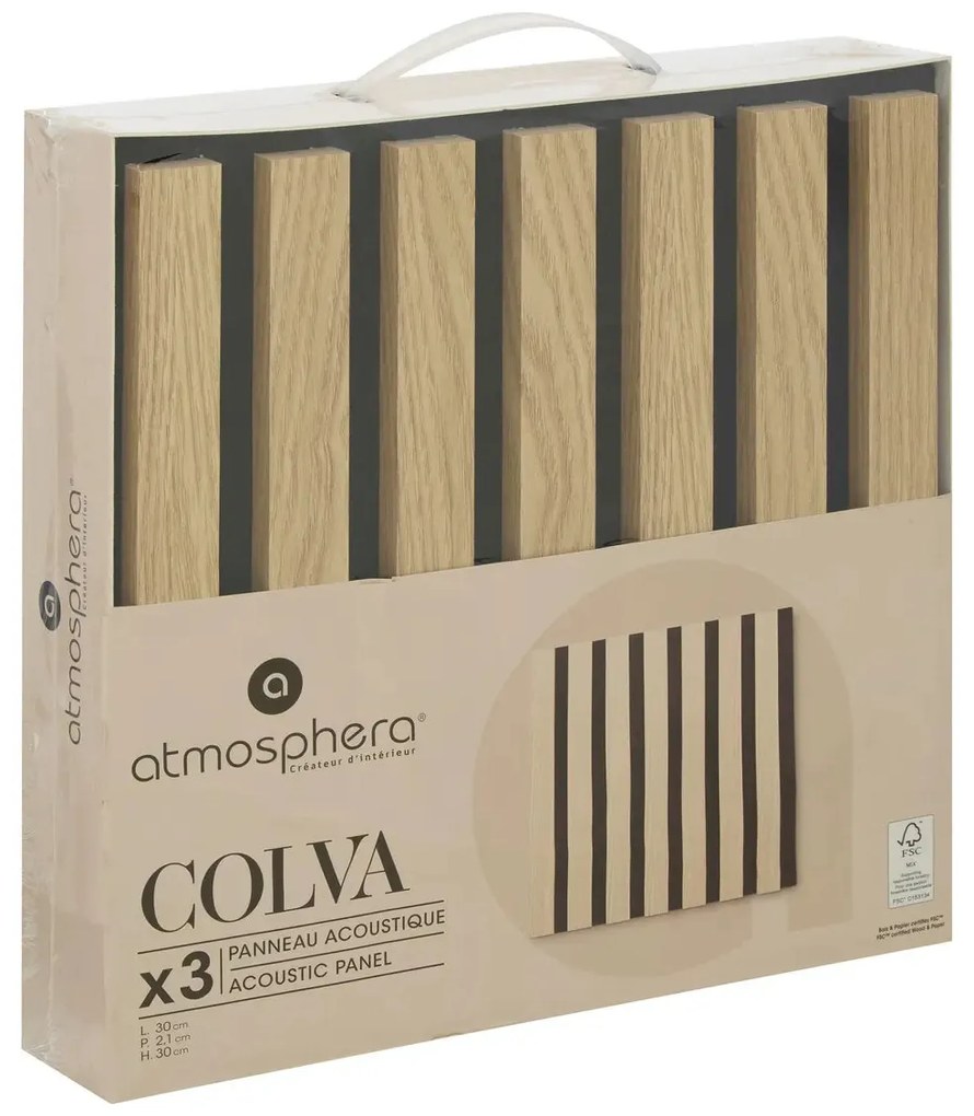 Сет декоративен панел atmosphera Colva, MDF, 30x30 cm, 3 бр - Светло дърво