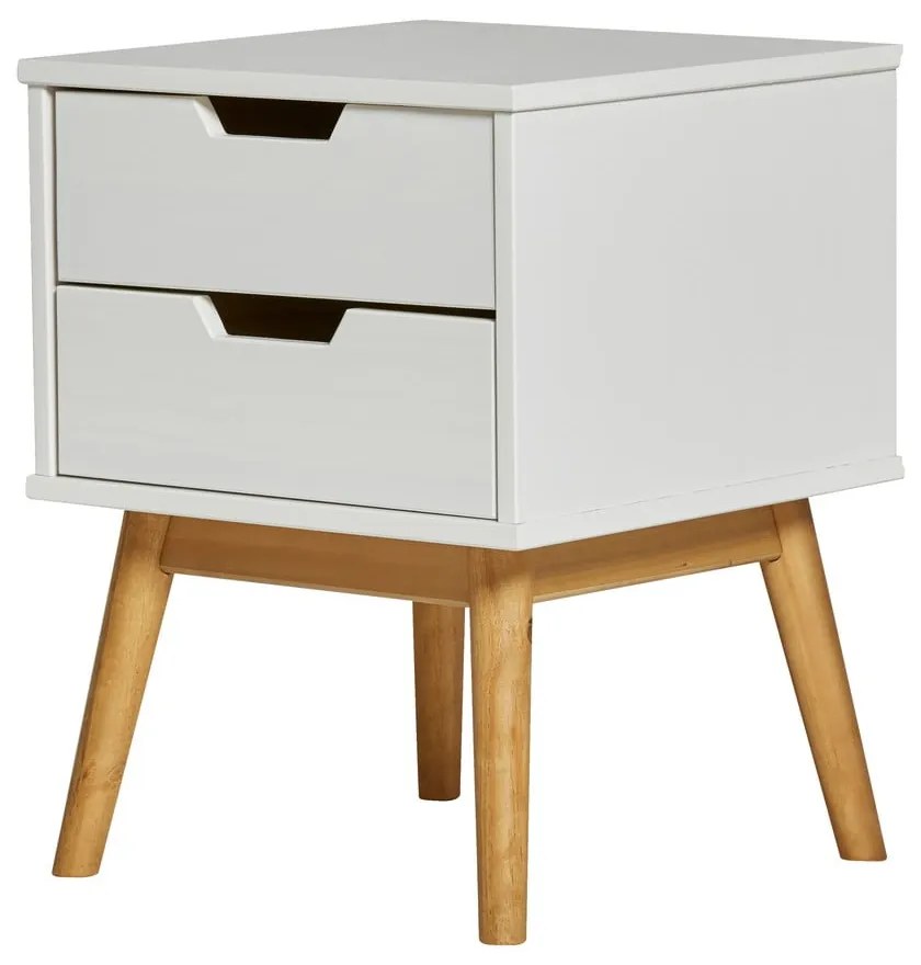 Бяла нощна масичка от масивна борова дървесина Baku - Marckeric