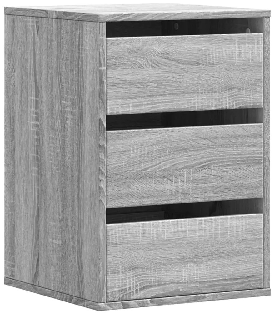 852839 vidaXL Ъглов скрин с чекмеджета сив сонома 40x41x58см, инженерно дърво