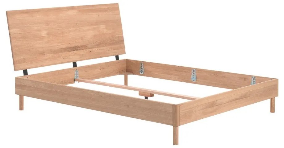 Двойно легло от масивен дъб без ламелно дъно в естествен цвят 160x200 cm Forrest – Vipack