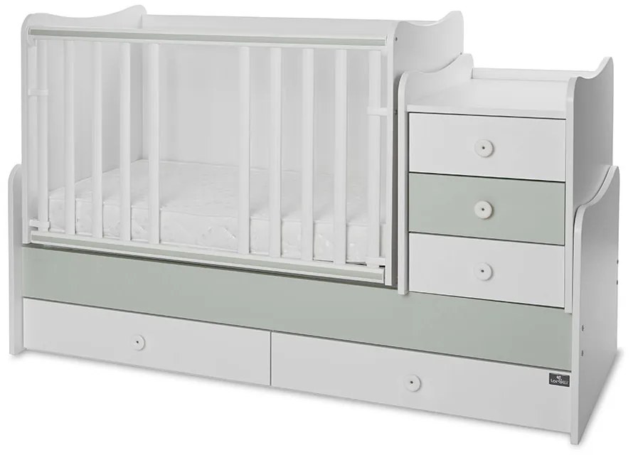 LORELLI Classic Трансформиращо се легло-люлка 70/160 см. MAXI PLUS БЯЛО/MILKY GREEN