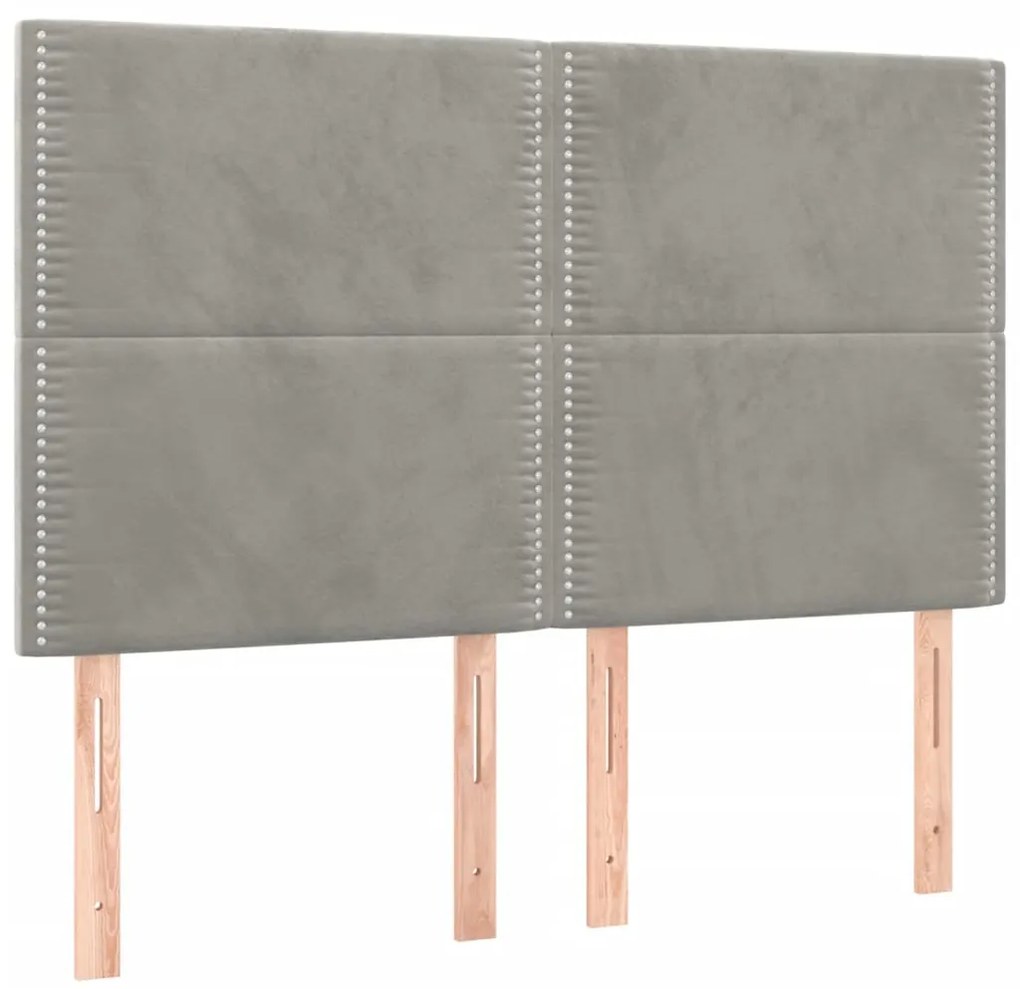 3116240 vidaXL Табла за легло, светло сива, 144x5x118/128 см, кадифе