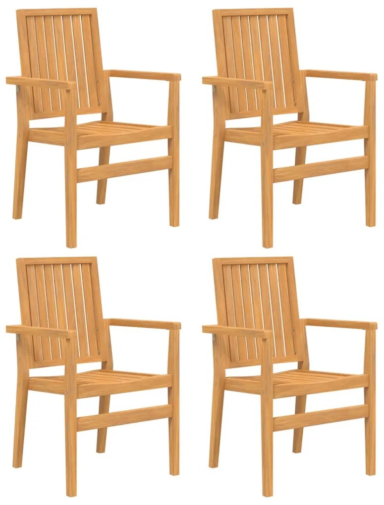 3157901 vidaXL Стифиращи градински столове 4 бр 56,5x57,5x91 см тик масив
