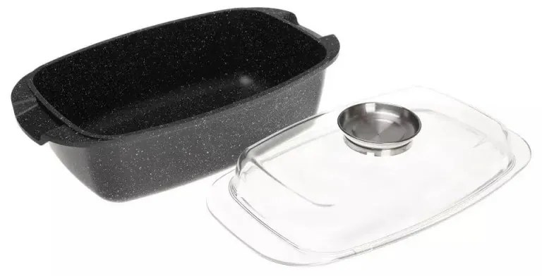 Ростер за фурна и котлон Kinghoff KH 1608, 5.5 литра, Капак с дозатор, Мраморно покритие, Индукция, Черен