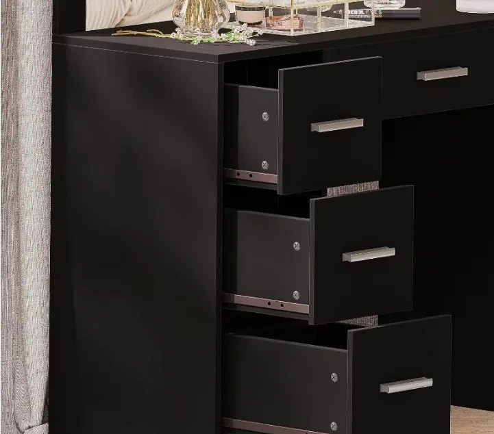 Голяма тоалетка с осветление 80 x 40 x 110cm черна