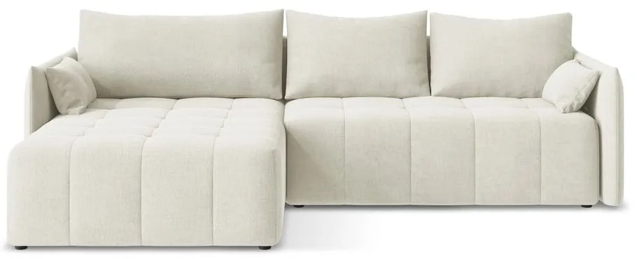 Бежов разтегателен ъглов диван с място за съхранение (ляв ъгъл) Moku – Makamii