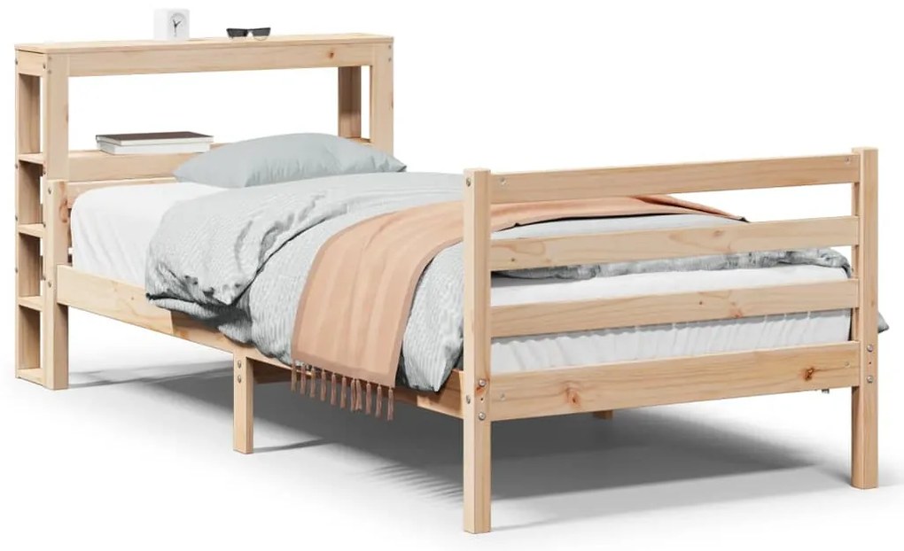 3305937 vidaXL Рамка за легло с табла, 90x200 см, борово дърво масив