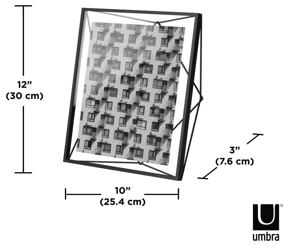 Черна метална стояща/висяща рамка 25x30 cm Prisma – Umbra