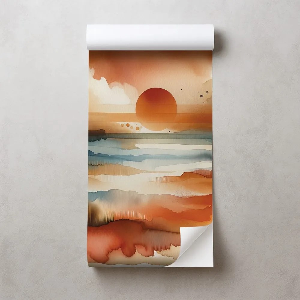 Самозалепващ тапет – Абстрактен акварелен залез