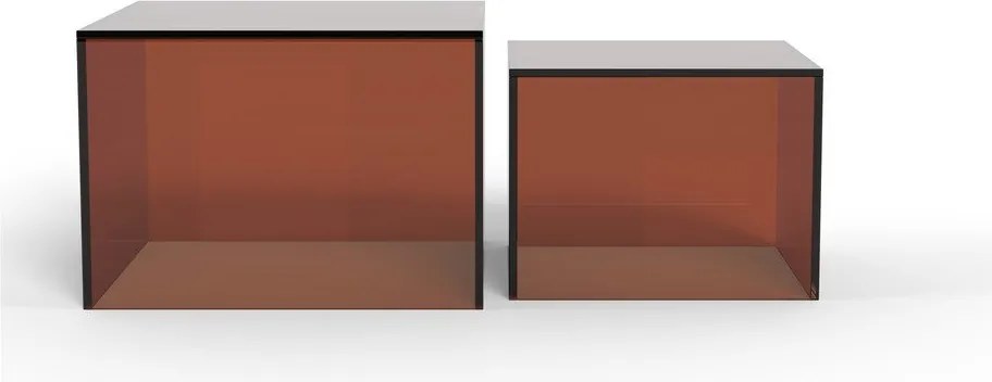 Кафяви стъклени масички за кафе в комплект 2 бр. 50x50 cm Dice – Actona