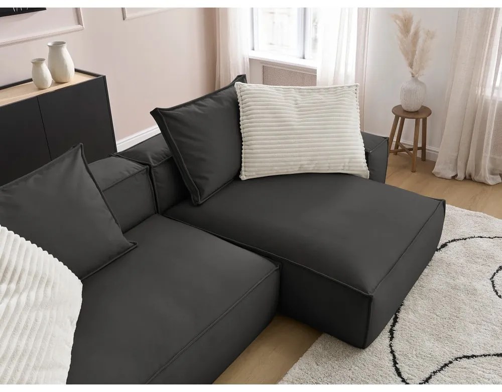 Черен ъглов диван от изкуствена кожа (променлив) Boheme – Bobochic Paris