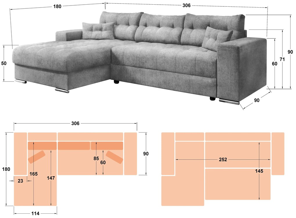 Разтегателен ъглов диван Сандер