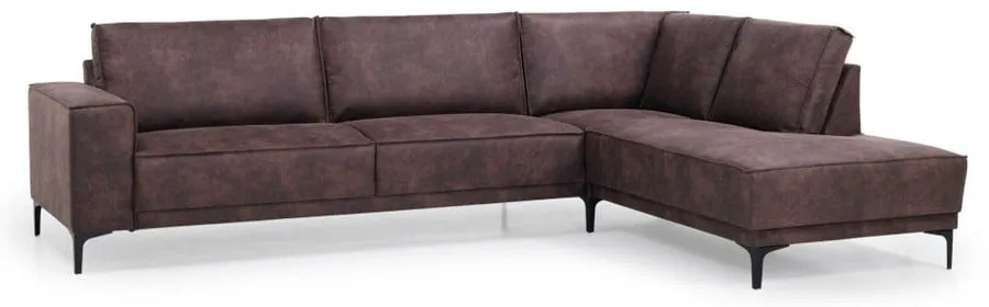 Кафяв ъглов диван от изкуствена кожа (десен ъгъл) Copenhagen - Scandic