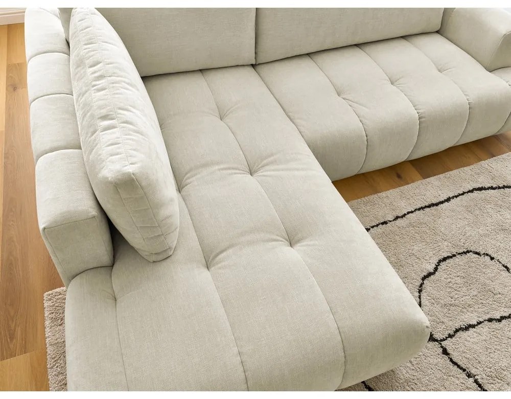 Бежов сгъваем/с място за съхранение ъглов диван (ляв ъгъл/L форма) Fuji – Bobochic Paris