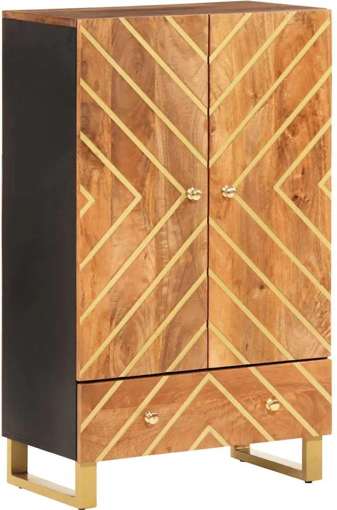 356813 vidaXL Висок шкаф, кафяво и черно, 60x33,5x100 см, мангово дърво масив