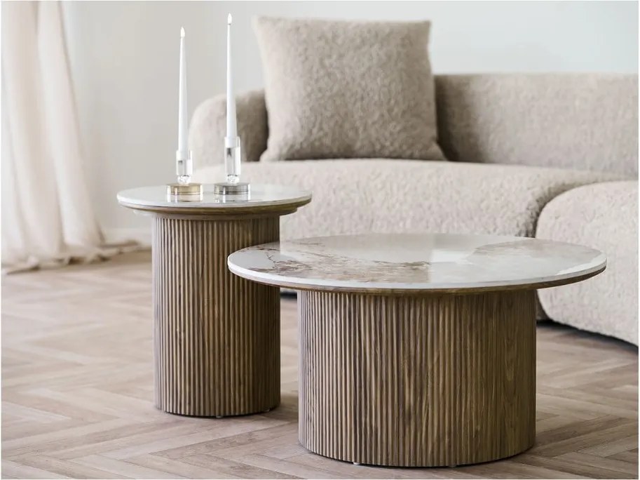 Кръгла странична масичка с плот от имитация на мрамор ø 45 cm Athens – House Nordic