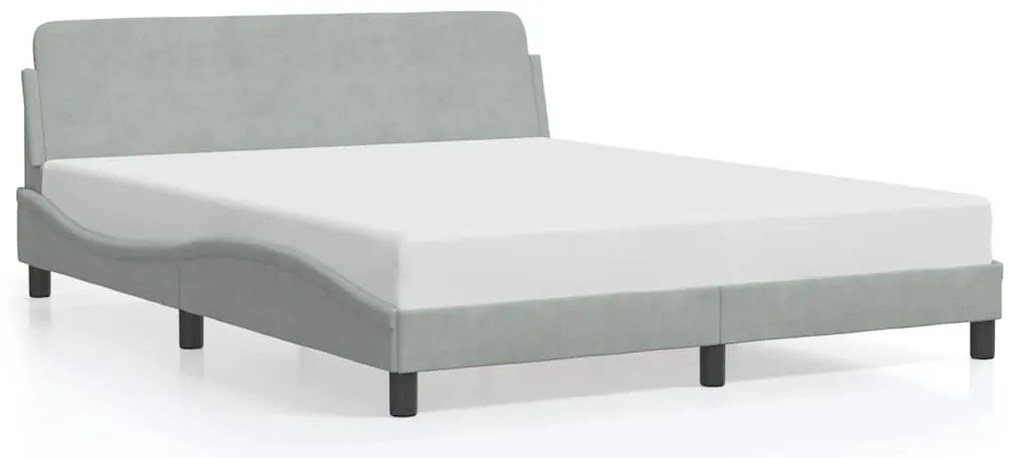 373212 vidaXL Рамка за легло Dover, светлосива, 160x200 см, кадифе