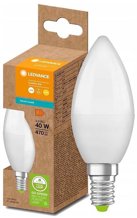LED крушка B40 E14/4,9W/230V 2700K от рециклиран пласт - Ledvance
