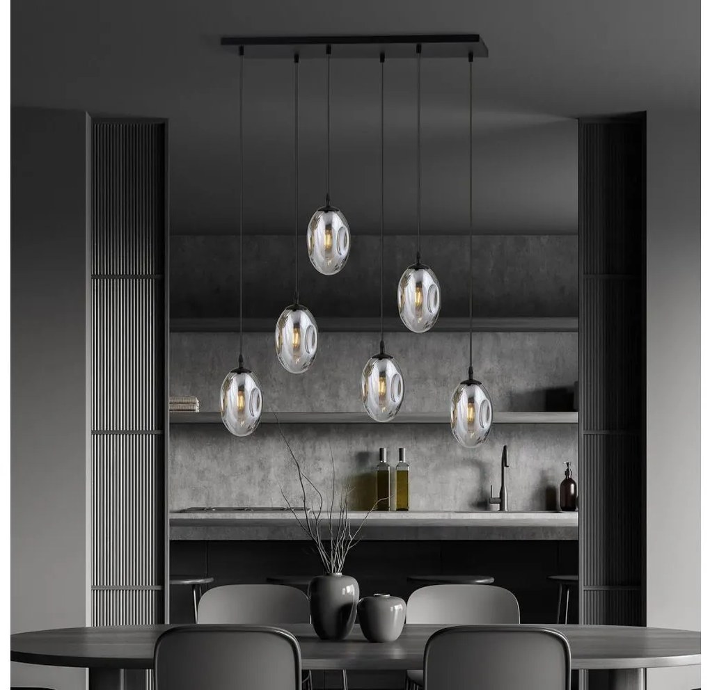 Пендел ASTRAL 6xE14/10W/230V черен/опушен