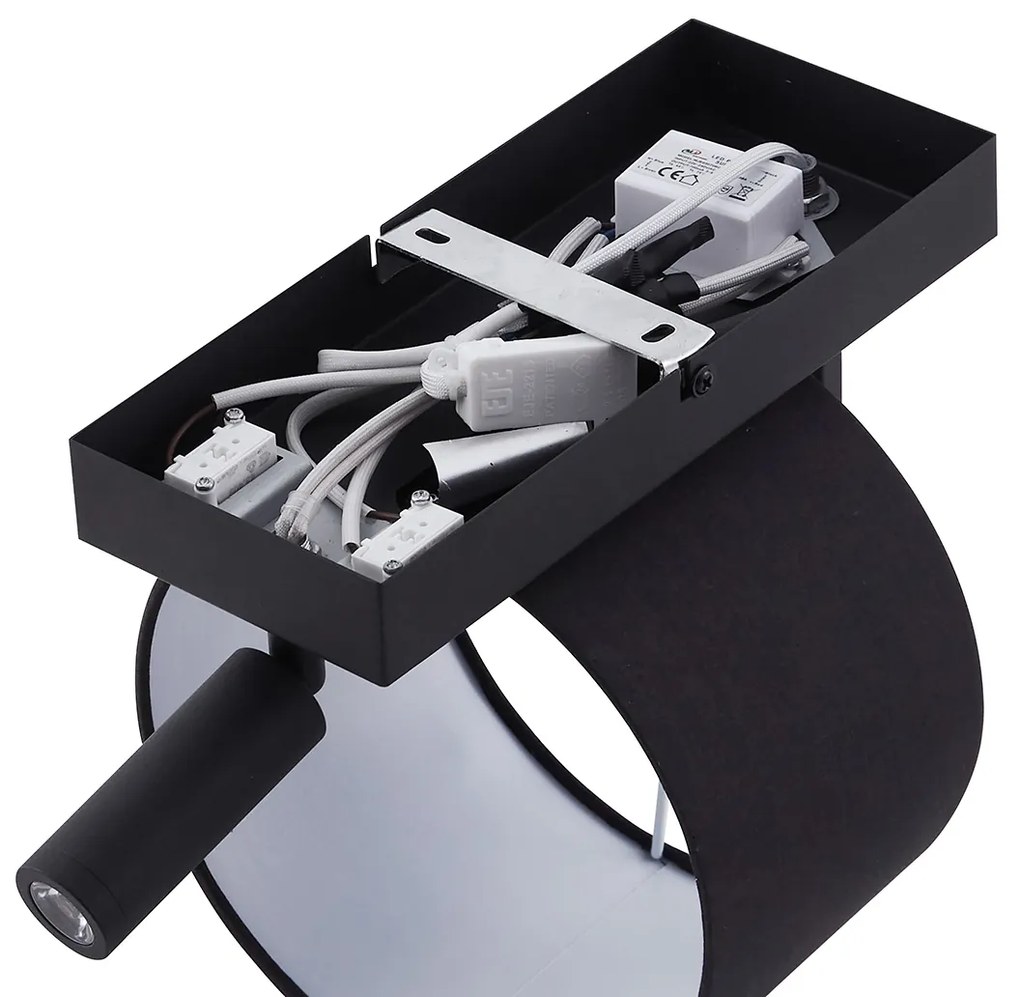 Модерна стенна лампа черна кръгла с лампа за четене - Puglia