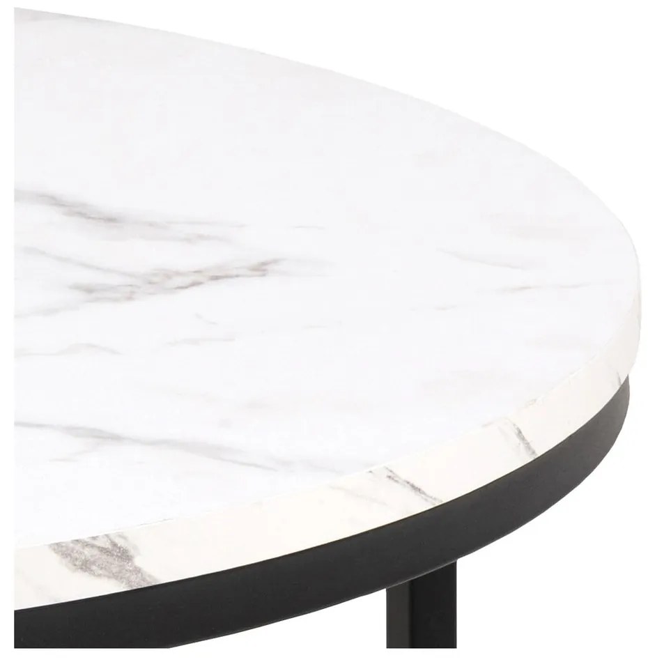 Бяла кръгла масичка за кафе с плот от имитация на мрамор ø 80 cm Spiro – Actona