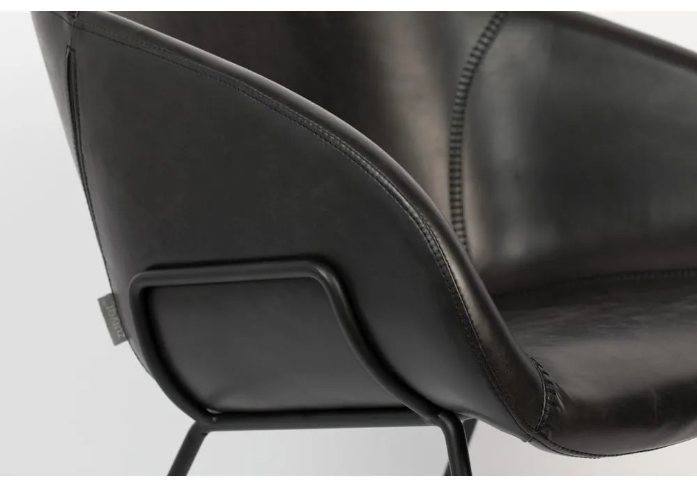 Черно кресло от изкуствена кожа Feston - Zuiver