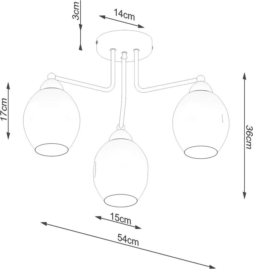 Черно осветително тяло за таван със стъклен абажур 54x54 cm Garten – Sollux