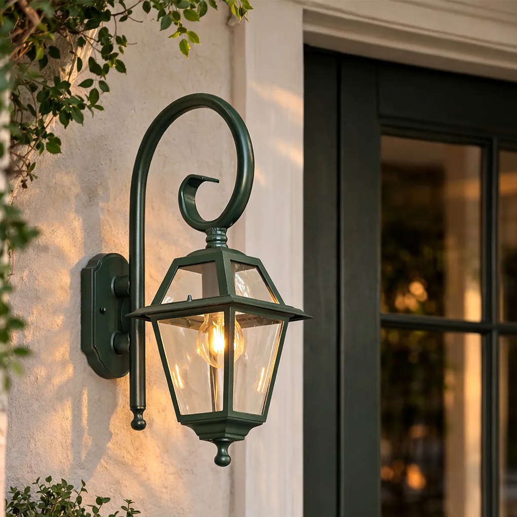 Класически външен стенен фенер тъмнозелен IP44 - Berta
