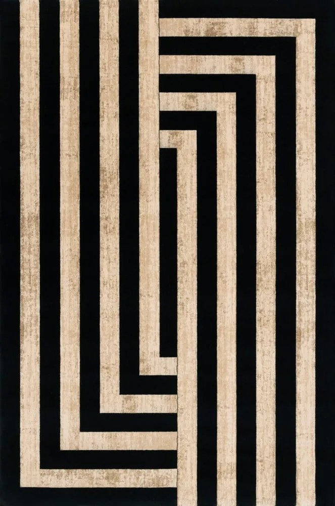 Черно-бежов вълнен килим 200x300 cm Agnus Art Deco II – Agnella