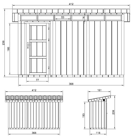 LP® SmartSide® панелен навес с под– 118 x 368 см – 4 м2