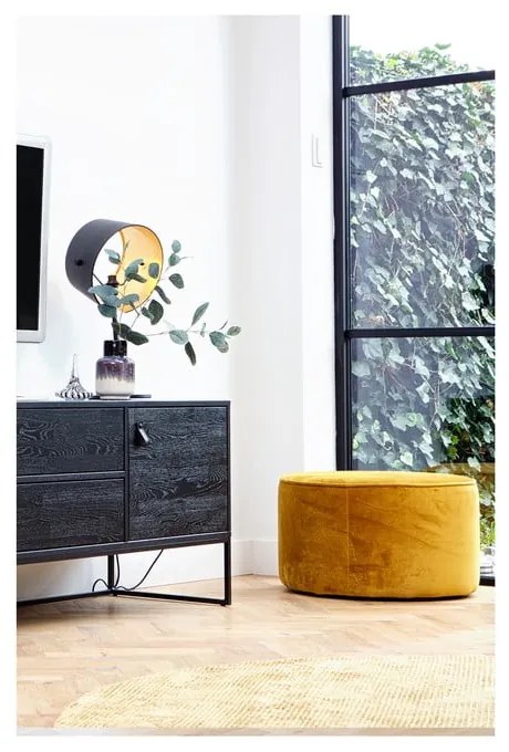 Пуф в цвят горчица WOOOD Sara Low