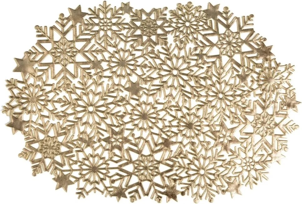 Коледен килим в златисто във формата на снежинки - 30 x 45 cm