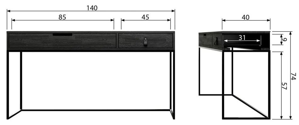 Конзолна маса от черен дъб Silas - WOOOD