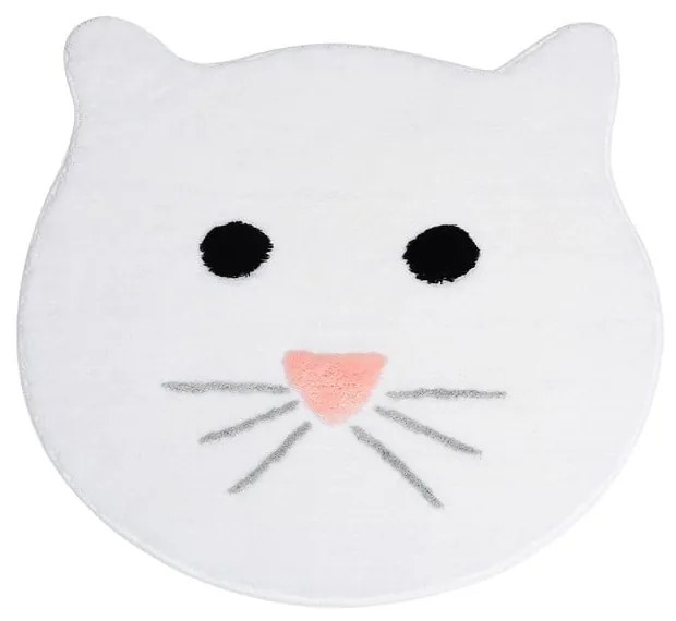 Бяла постелка за баня Cat, ⌀ 90 cm - Foutastic