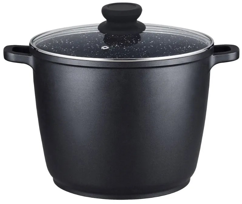 Дълбока тенджера с капак ZEPHYR ZP 4318 M24D, 6.2 литра, 24х16.5 см, Ръкохватки, Покритие Granite, Индукция, Черен