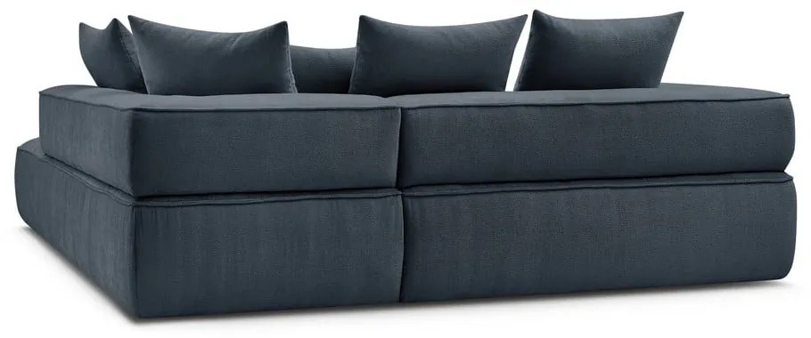 Тъмносин шенилов ъглов диван (десен ъгъл/L форма) Whesley – Bobochic Paris