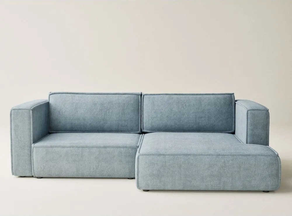 Светлосин шенилов сгъваем/с място за съхранение ъглов диван (десен ъгъл) Velto – Maison de Rêve