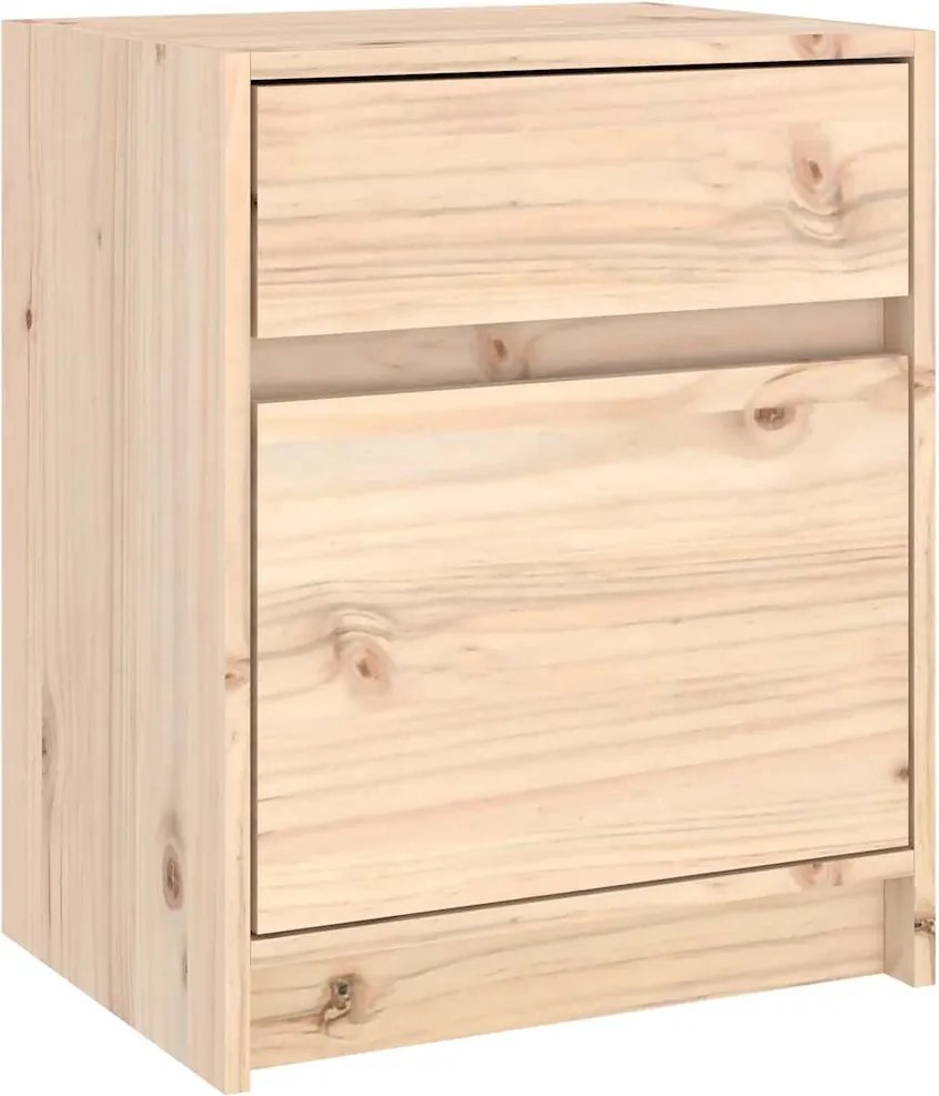 808123 vidaXL Нощно шкафче, 40x31x50 см, борово дърво масив