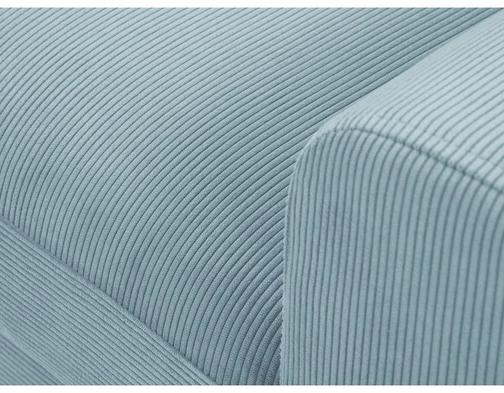 Светлосин разтегателен ъглов диван с място за съхранение от рипсено кадифе (ляв ъгъл) Kyoto – Cosmopolitan Design