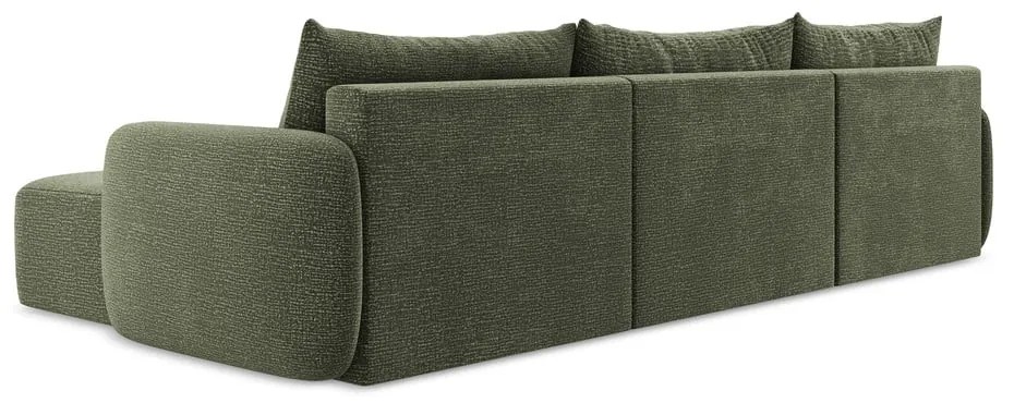 Зелен разтегателен ъглов диван с място за съхранение Kalena – Makamii