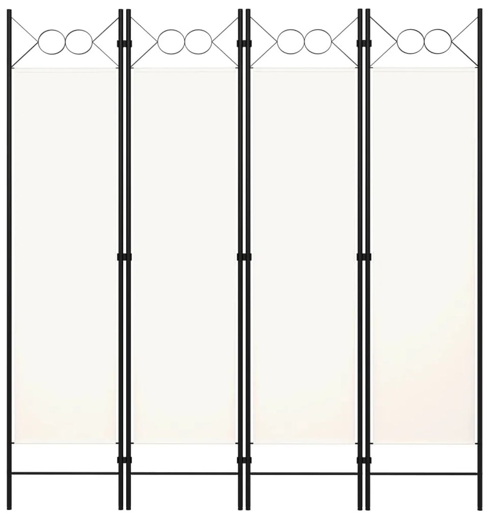 Параван за стая, 4 панела, кремавобял, 160x180 см