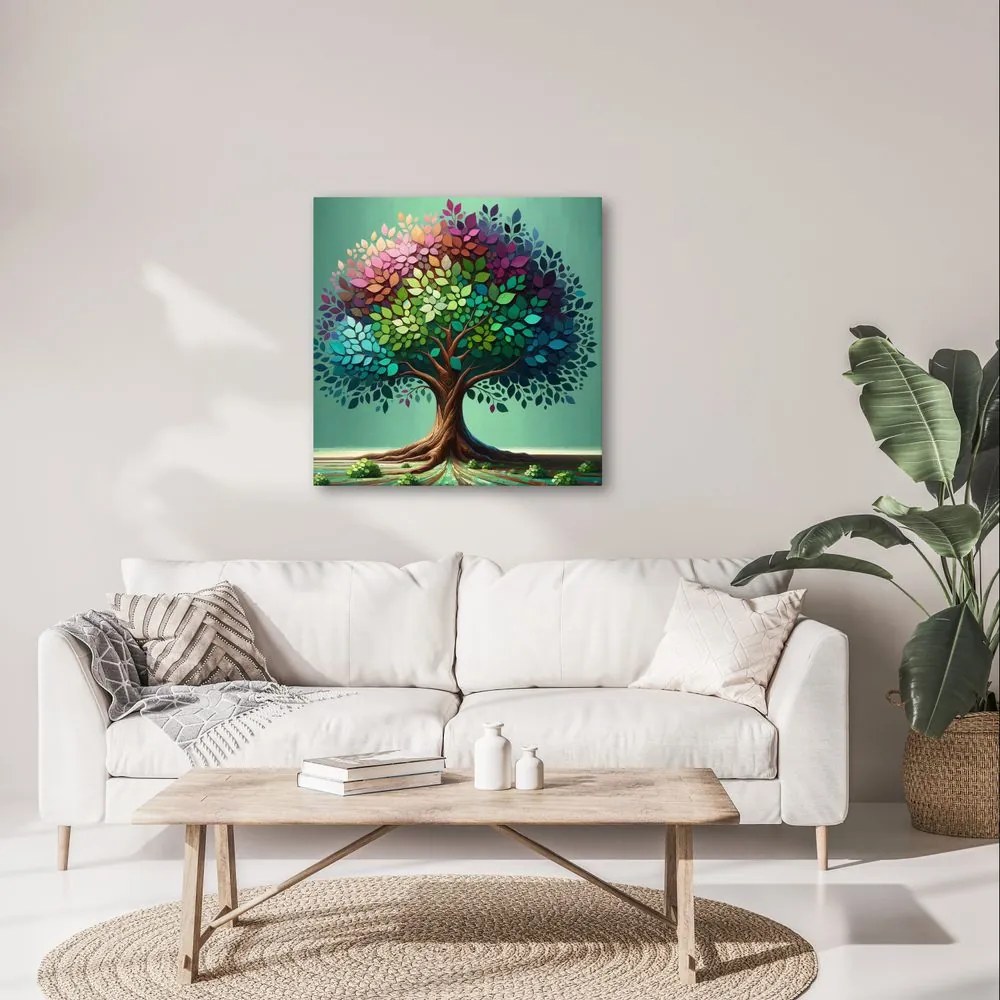 Картина на платно – Цветно дърво на живота върху платно