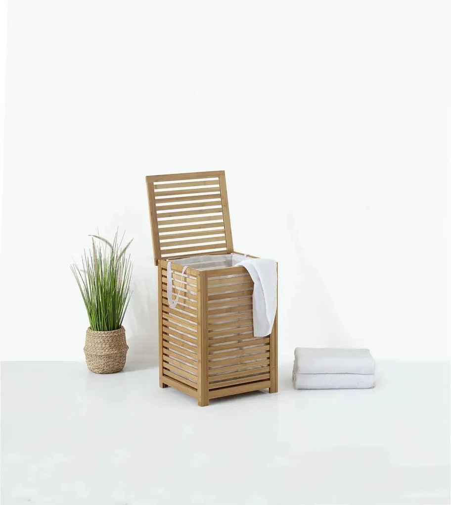 Кош за пране 5five Sicela, Бамбук, 65 L - Черен