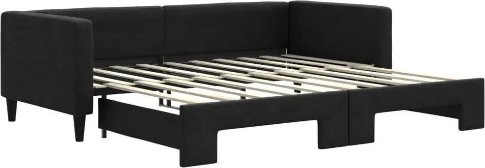 3196590 vidaXL Канапе с изтеглящо разтегателно легло черно 90x190 см плат